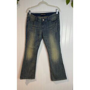 Express Barely Boot Low Rise Denim Jeans With Vintage Wash